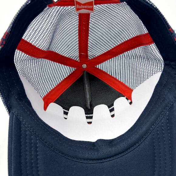 Budweiser Hat Men Blue Grey Cotton Snapback Baseball NWT Outdoor Trucker Cap - Picture 5 of 8